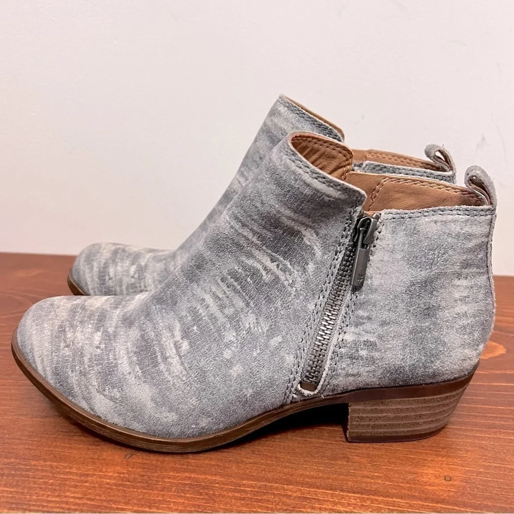 Lucky Brand Basel Ankle Leather Suede Gray Space Dye Bootie 6